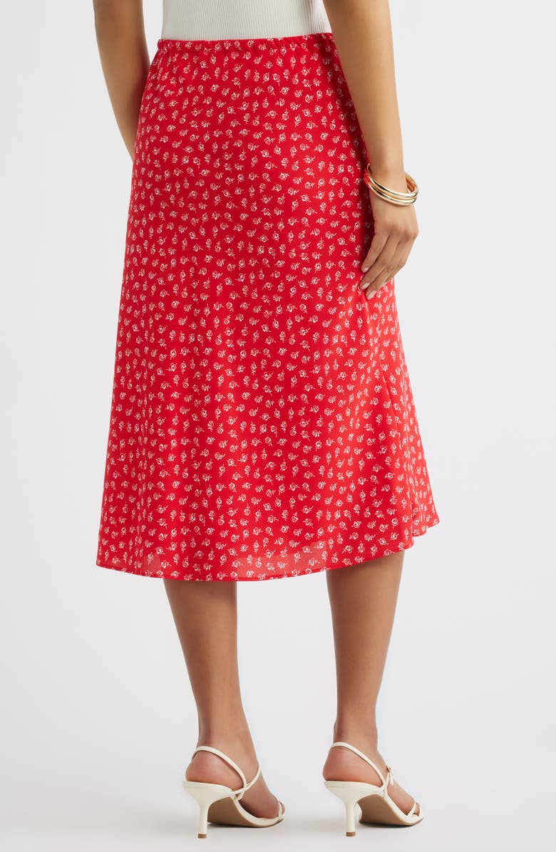 Open Edit Print Midi Skirt, Alternate, color, Red- Ivory Bella Rose