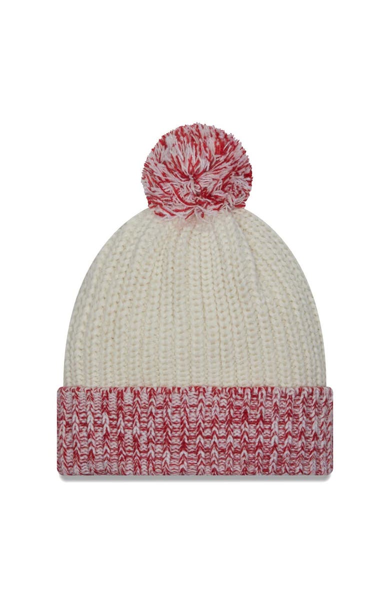 New Era Women's New Era Cream Indiana Hoosiers Fresh Cuffed Knit Hat with Pom, Alternate, color, 