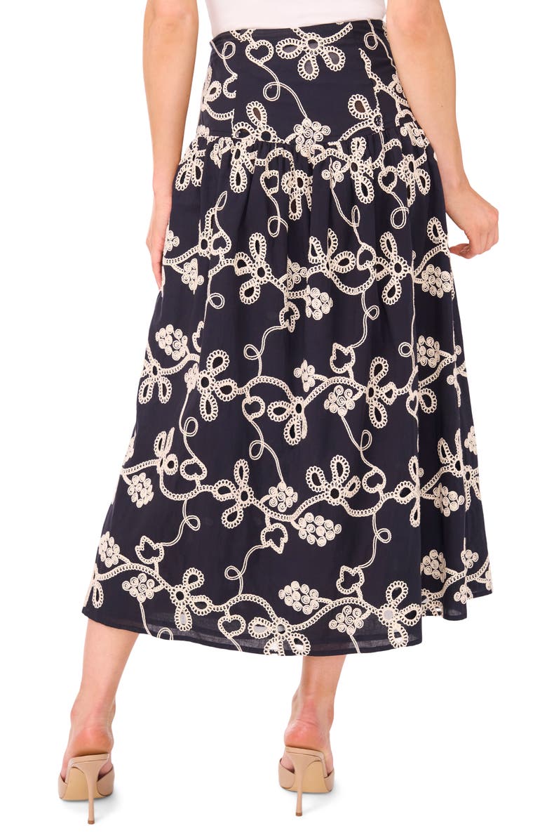 CeCe Embroidered Flouncy Cotton Skirt, Alternate, color, 