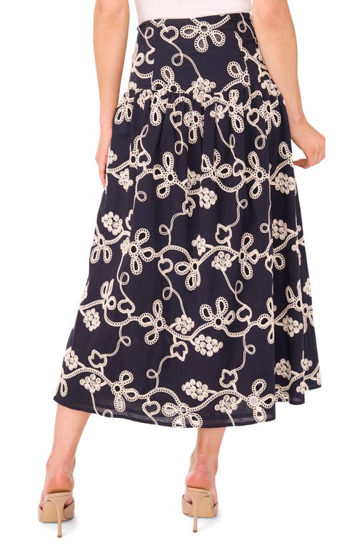 Cece Embroidered Flouncy Cotton Skirt In Purple