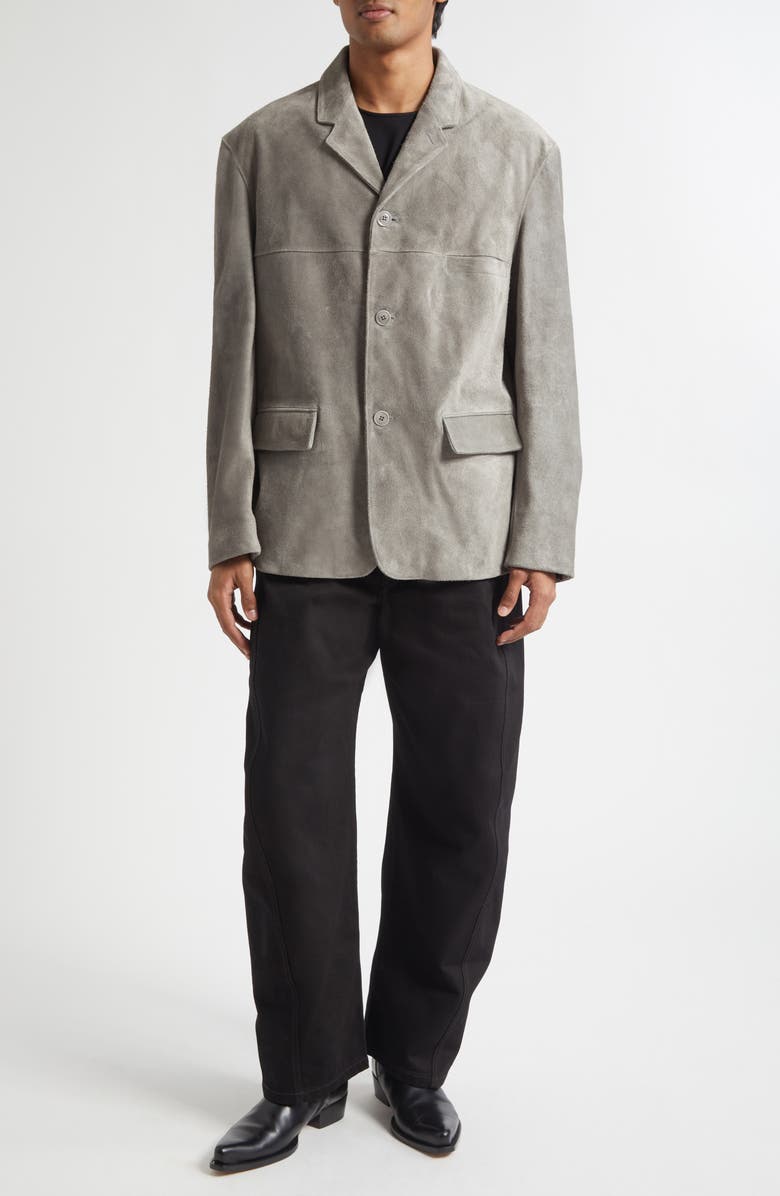 Lemaire Single Breasted Suede Jacket, Alternate, color, Pebble Gray