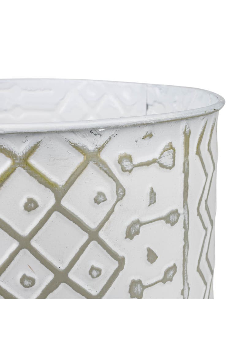 Multi Pattern Bucket Planter Metal & Wood, Alternate, color, White
