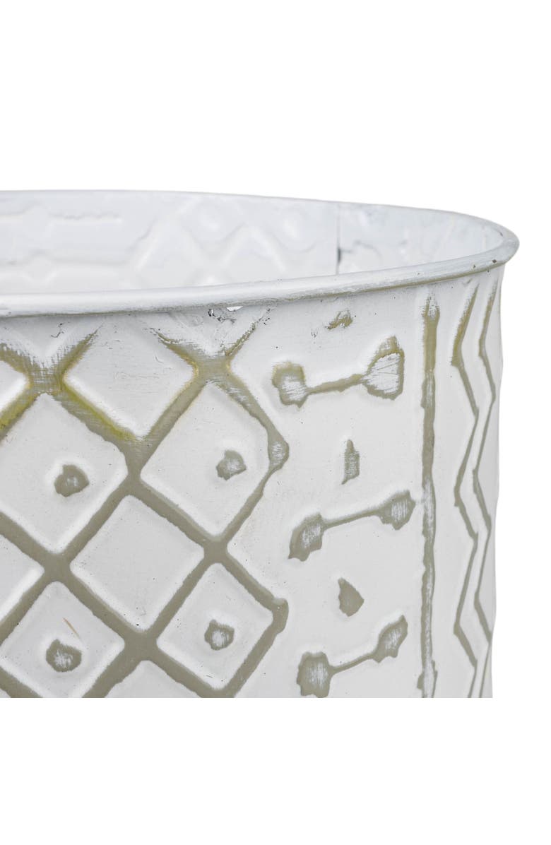 Foreside Home and Garden Multi Pattern Bucket Planter Metal & Wood, Alternate, color, White