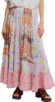Free People Santa Eulalia Mix Print Maxi Skirt