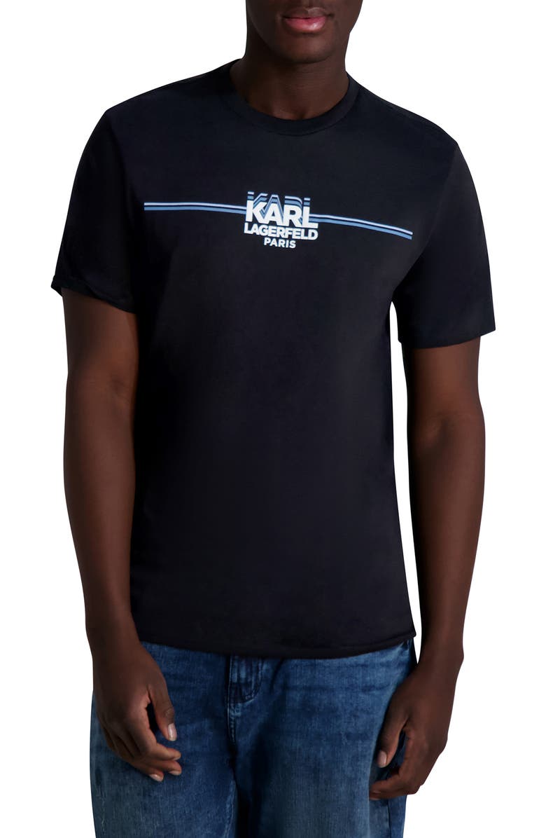 KARL LAGERFELD PARIS Karl Race Stripe Logo Graphic T-Shirt, Main, color,