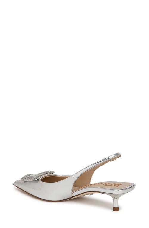 Sam Edelman Kammie Slingback Pointed Toe Kitten Heel Pump In Silver