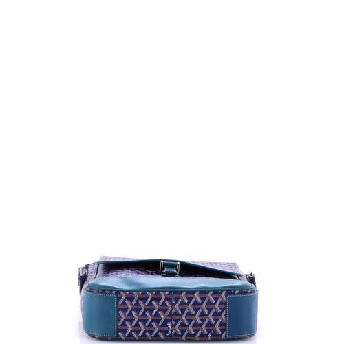 Pre-owned Goyard Goyard Grand Bleu Messenger Bag Printed Coated Canvas Mm In Blue
