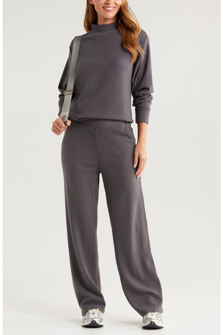 Cozy Waffle Knit Pants, Alternate, color, GREY FORGED