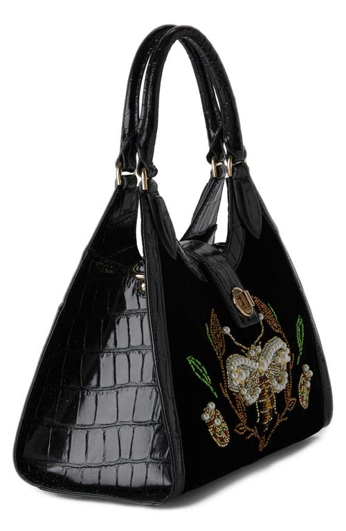 Brahmin Adrian Beaded Velvet Top Handle Bag