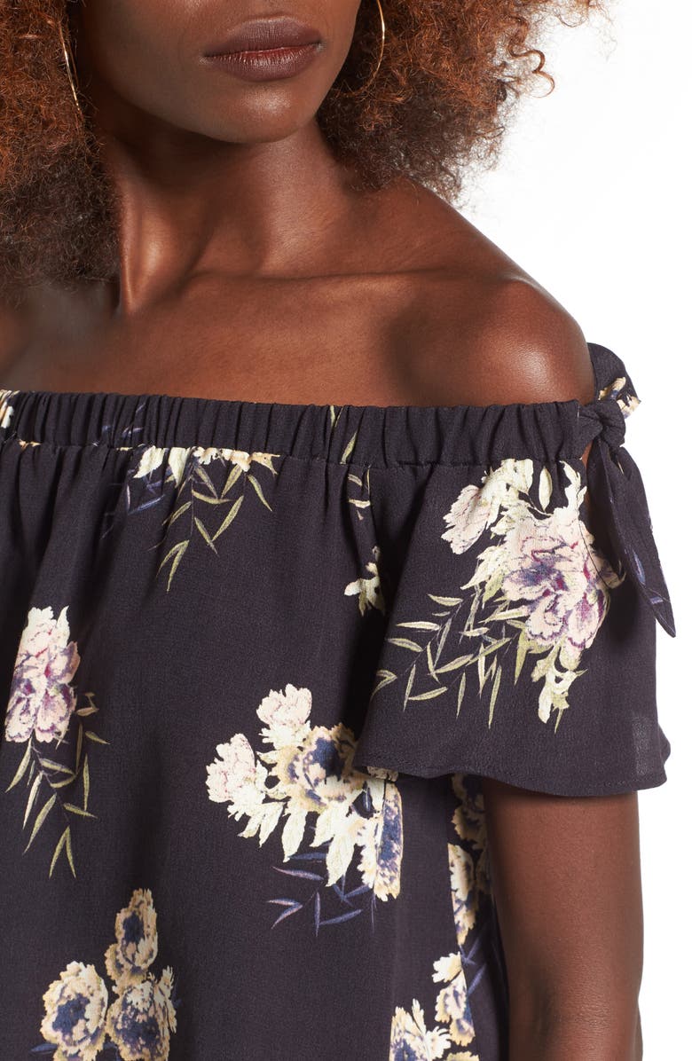 ASTR the Label Tie Detail Off the Shoulder Blouse, Alternate, color, 