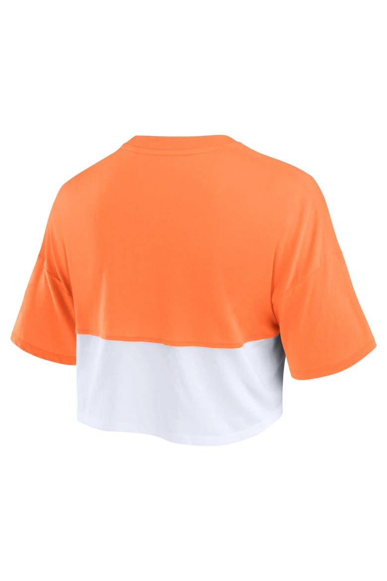 Women's Fanatics Branded Tennessee Orange/White Tennessee Volunteers Oversized Badge Colorblock Cropped T-Shirt, Alternate, color, Tennessee Orange