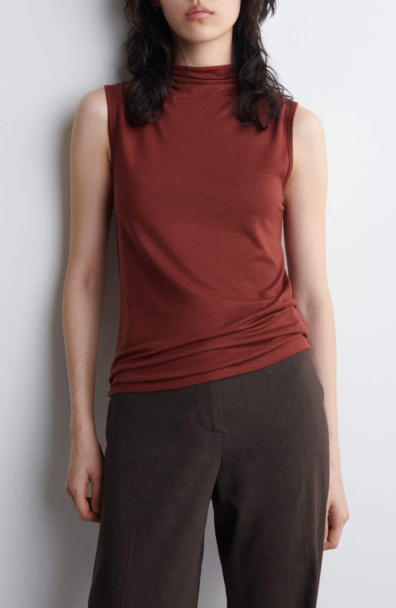 COS Draped Mock Neck Tank, Main, color, Red Dark
