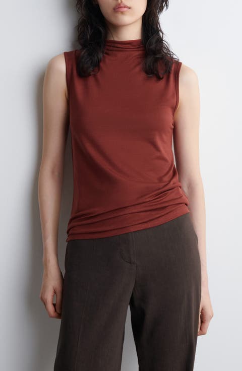 Draped Mock Neck Tank