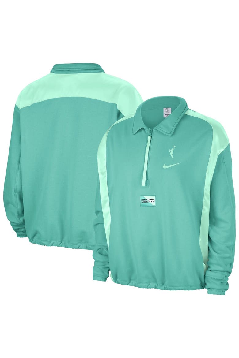 Women's Nike  Mint New York Liberty Basketball Fleece Quarter-Zip Performance Pullover, Main, color, Mint