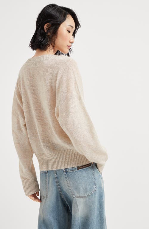 Brunello Cucinelli Women Mohair Sparkling Wool Sweater In Shell