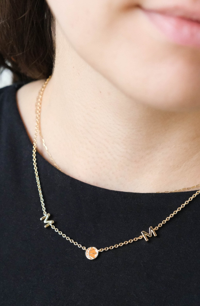 Nickel & Suede Basketball Mom Necklace, Alternate, color, Gold