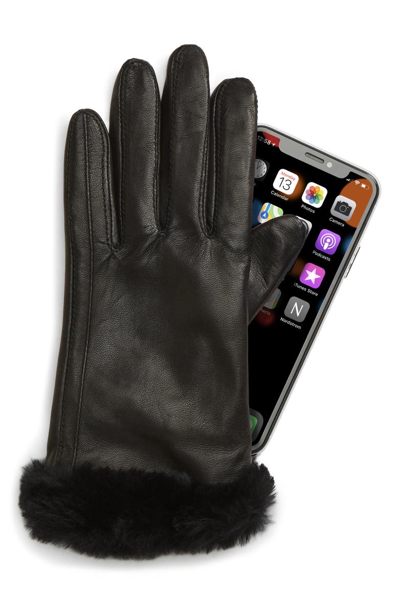 UGG<sup>®</sup> Genuine Shearling Leather Tech Gloves, Alternate, color,