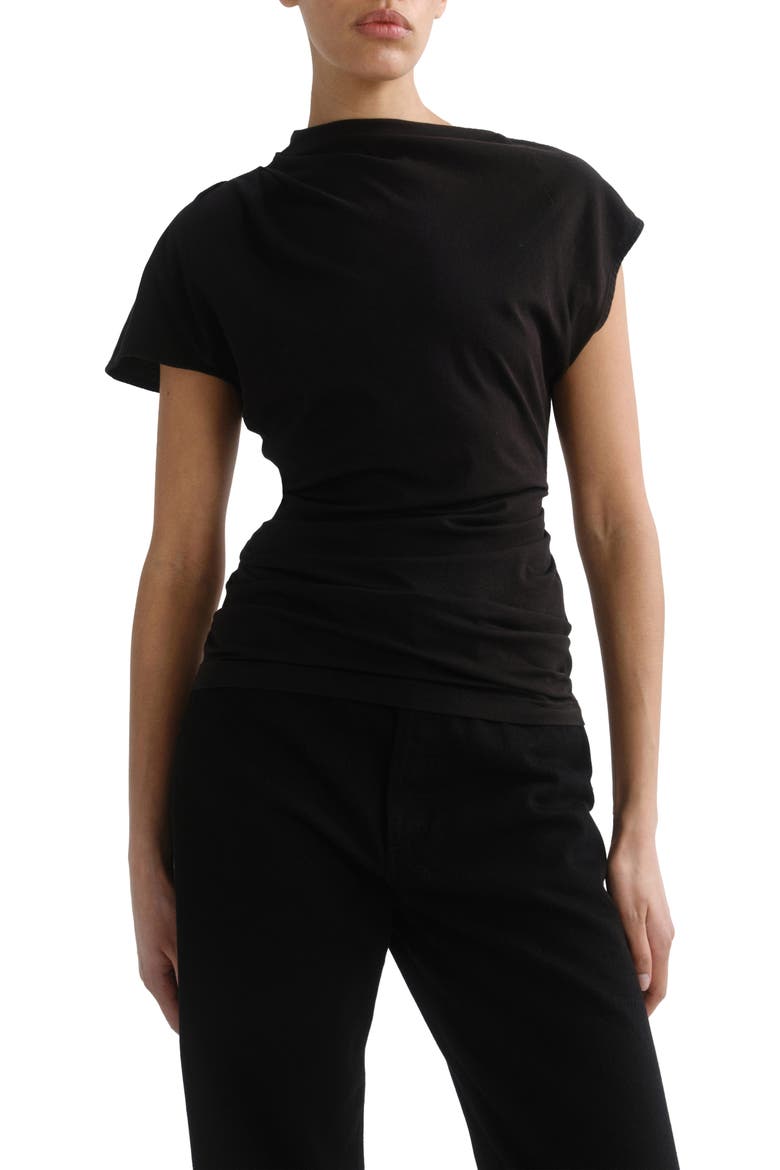 Beckly Asymmetrical Organic Cotton T-Shirt, Alternate, color, BLACK