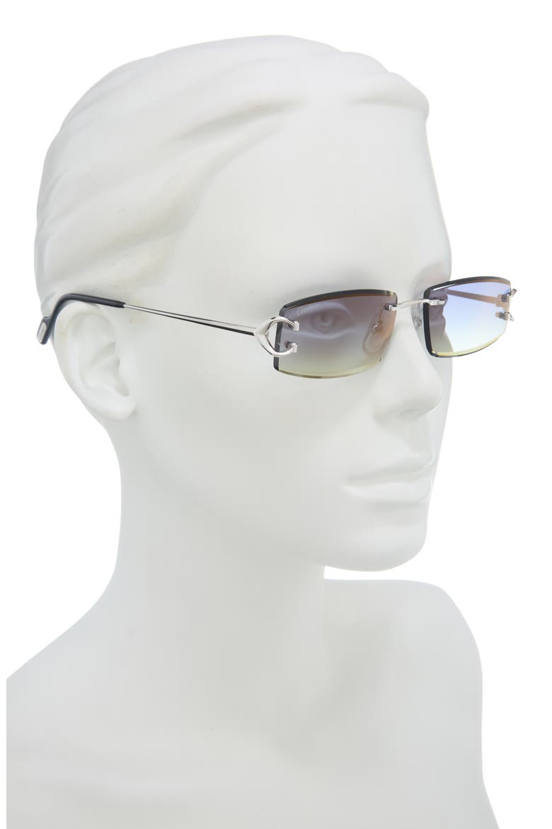 56mm Frameless Rectangular Sunglasses, Alternate, color, SILVER