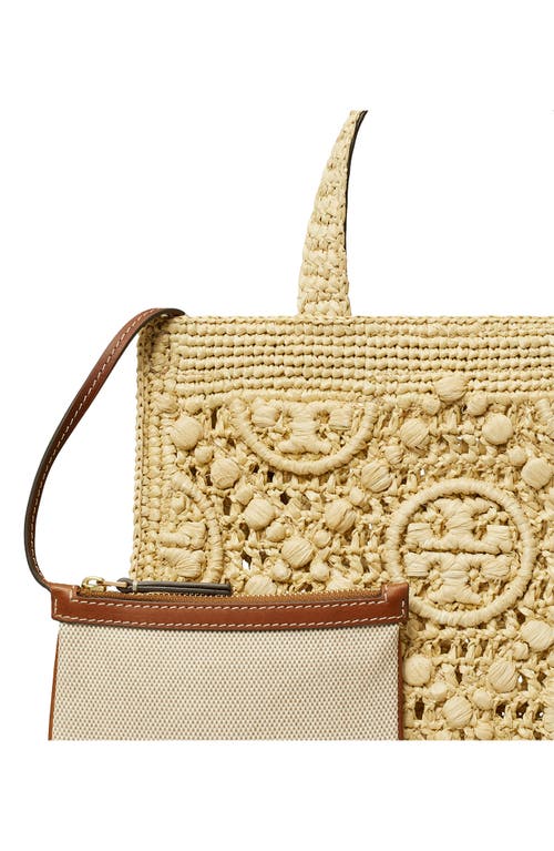Tory Burch T Monogram Raffia Square Tote