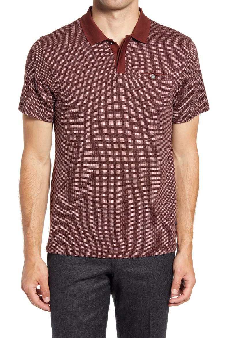 Men's Lastovo Dobby Stitch Short Sleeve Polo, Main, color, BURNT RED