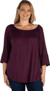 24seven Comfort Apparel Plus Size Bell Sleeve Loose Fit  Tunic Top