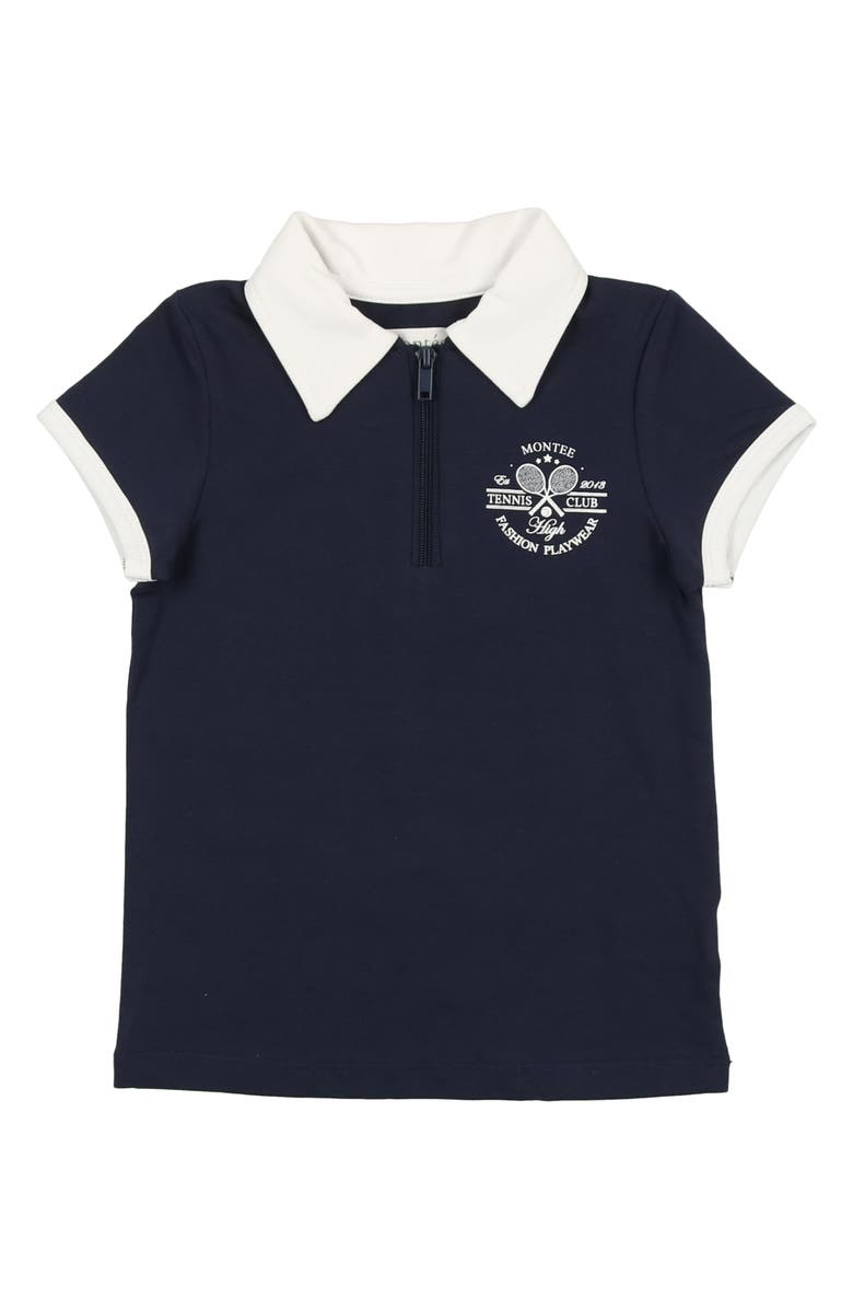 Manière Kids' Tennis Club Short Sleep Polo, Main, color, Navy