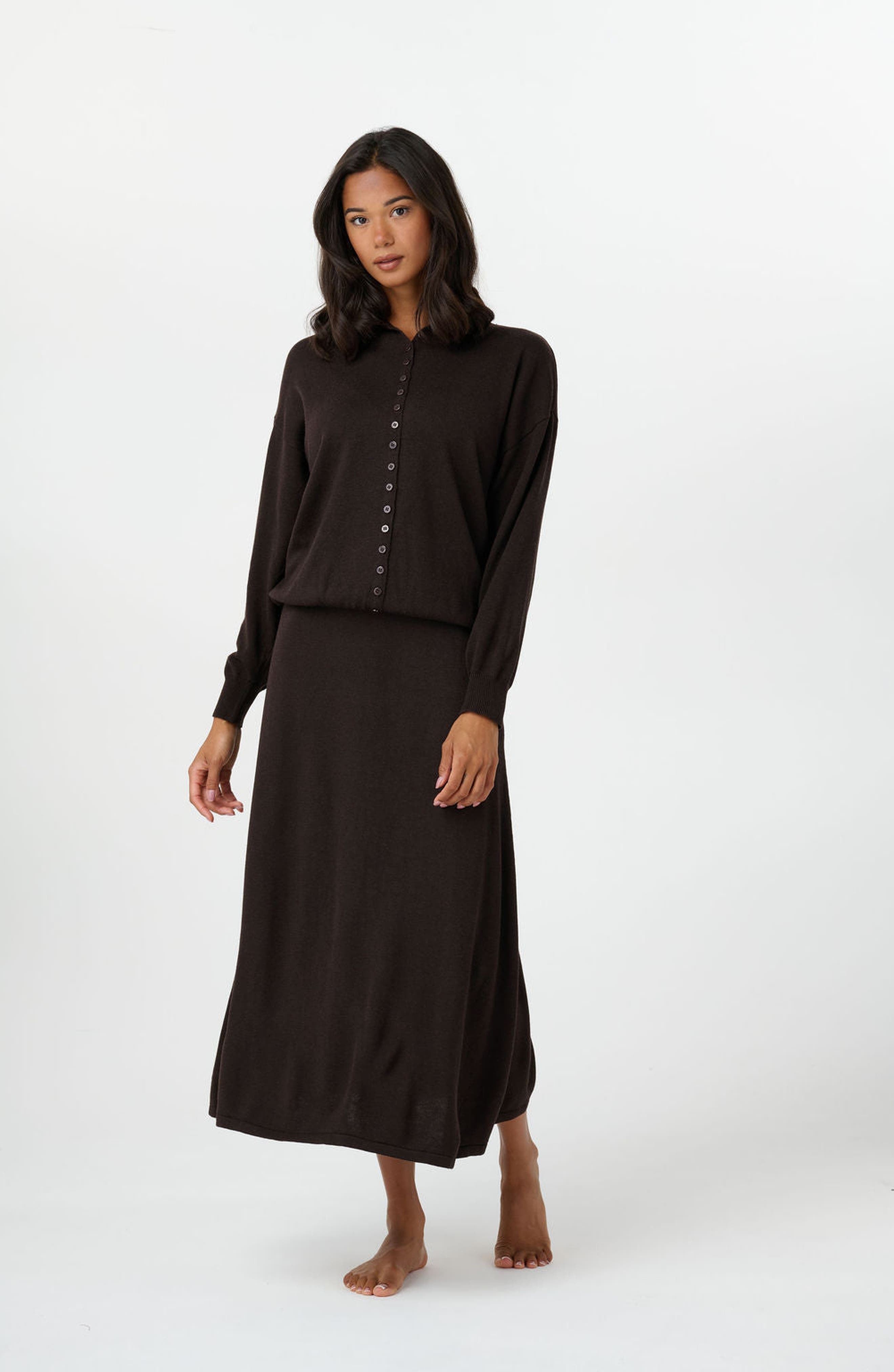 By Tess Collection Camille Relaxed Funnel Neck Knit Cardigan (Women ...