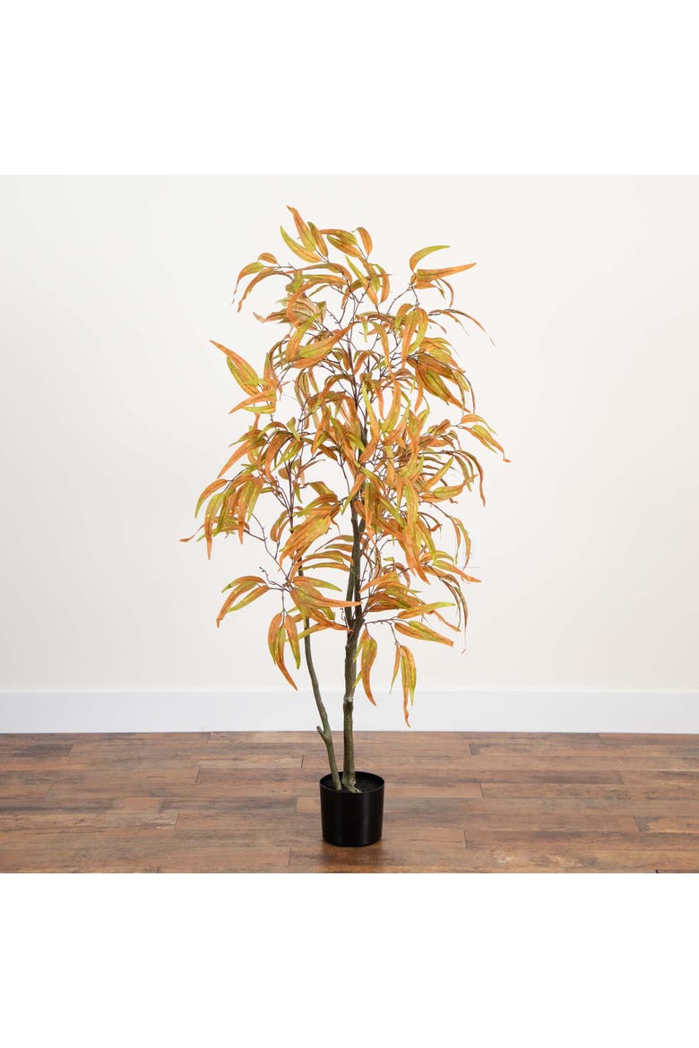 5-ft Autumn Wispy Eucalyptus Artificial Fall Tree, Alternate, color, Orange