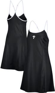 LUSSO Women's Lusso  Black Philadelphia Phillies Nakita Strappy Scoop Neck Dress