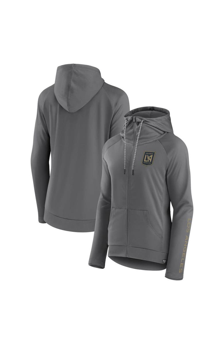 FANATICS Women's Fanatics Branded Gray LAFC Iconic Raglan Full-Zip Hoodie, Main, color, Gray