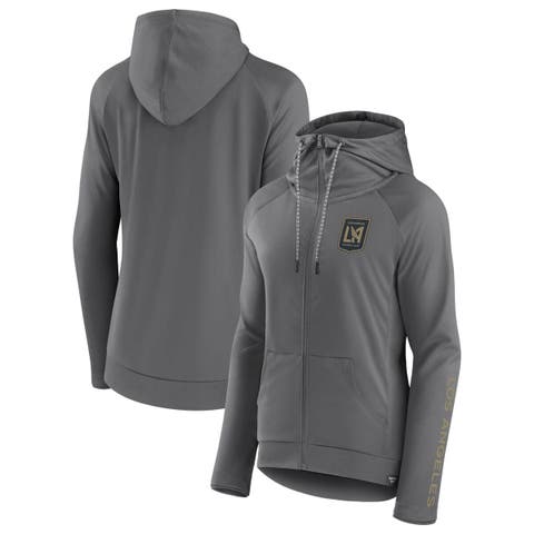 Women's Fanatics Branded Gray LAFC Iconic Raglan Full-Zip Hoodie