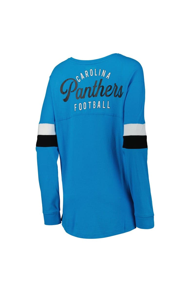 New Era Women's New Era Blue Carolina Panthers Athletic Varsity Lace-Up Long Sleeve T-Shirt, Alternate, color, Blue