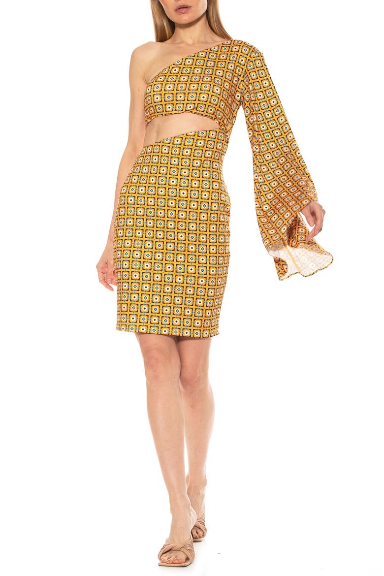 Reese One Shoulder Cutout Dress, Main, color, 60S GEO
