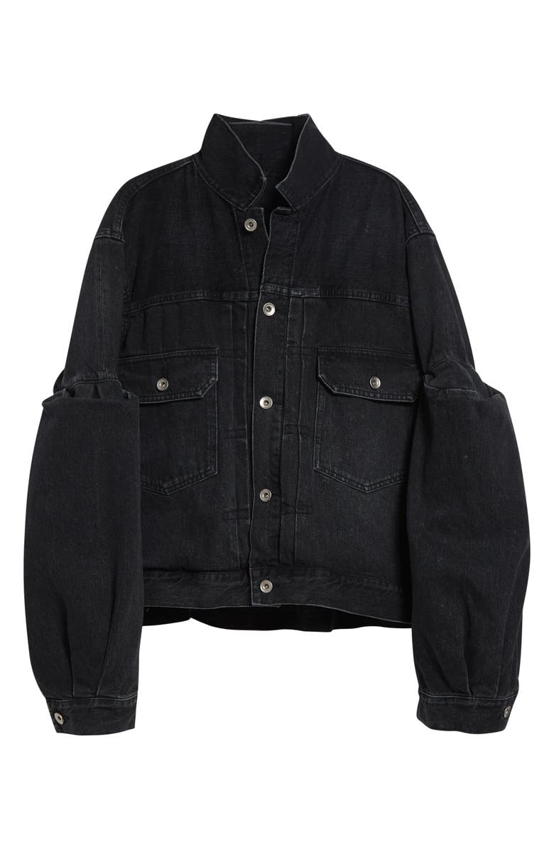 Sacai Balloon Sleeve Denim Jacket, Main, color, Black