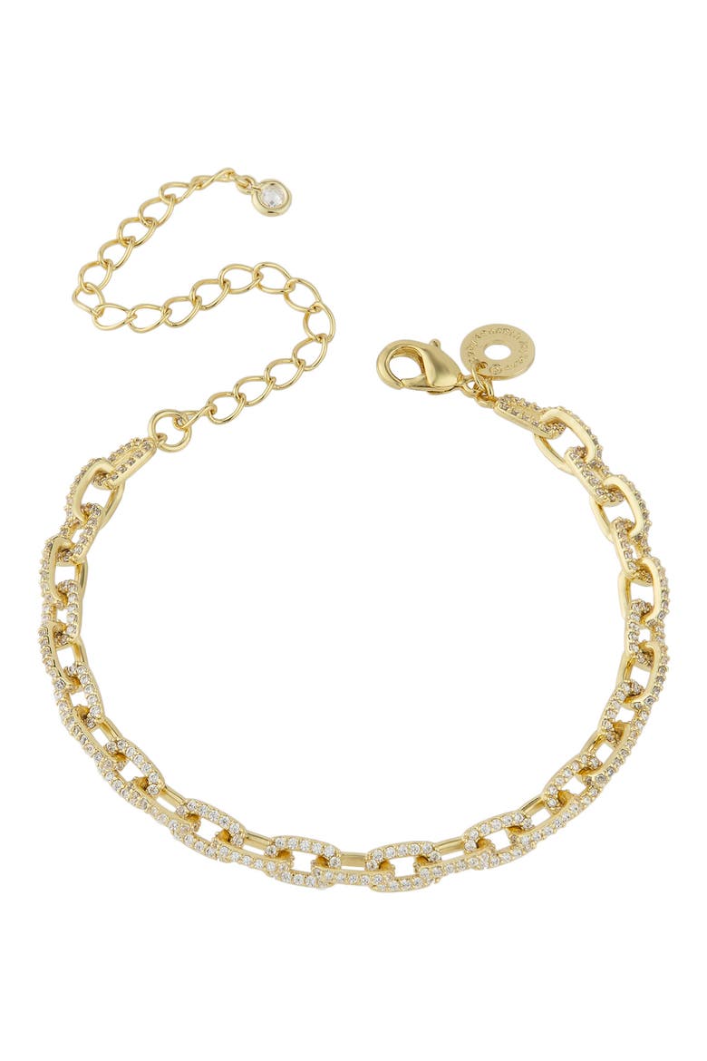 Pave CZ Chain Bracelet, Main, color, CLEAR/GOLD