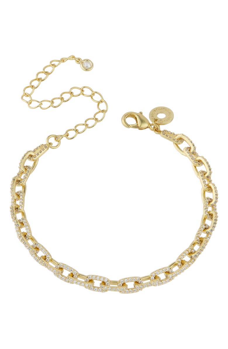 CZ by Kenneth Jay Lane Pave CZ Chain Bracelet, Main, color, Clear/Gold