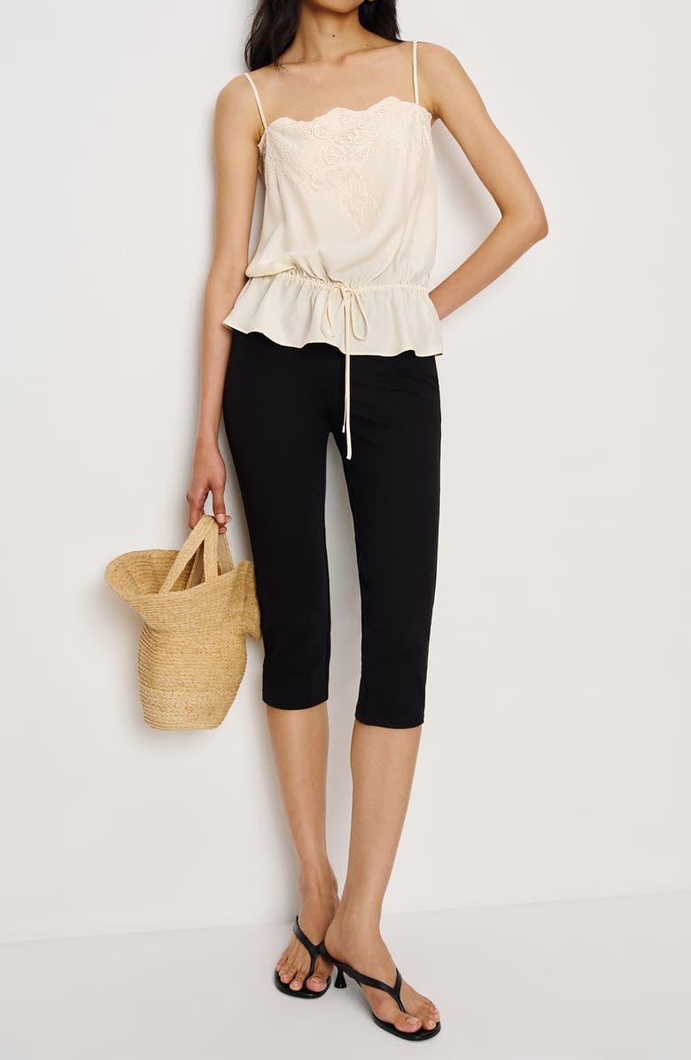 Reformation Silvia Tie Waist Silk Camisole, Alternate, color, Fior Di Latte