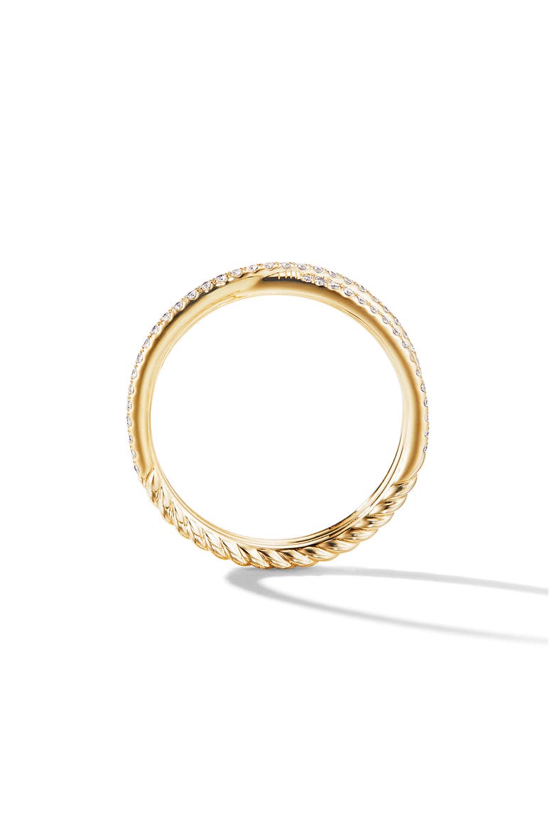 DY Crossover® Micro Pavé Band Ring in 18K Yellow Gold with Diamonds, Alternate, color, GOLD