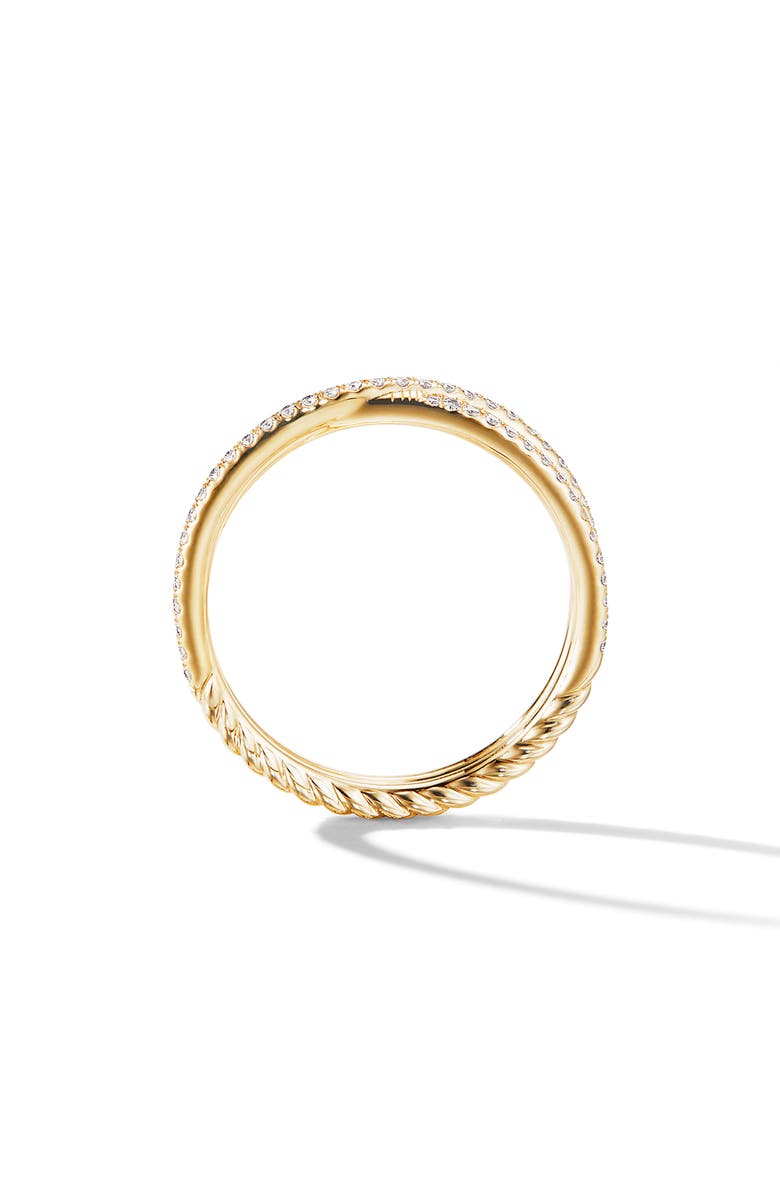 David Yurman DY Crossover<sup>®</sup> Micro Pavé Band Ring in 18K Yellow Gold with Diamonds, Alternate, color,