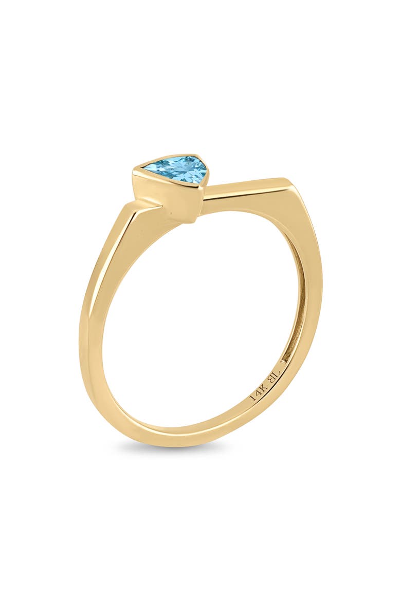 14K Gold Blue Topaz Trillion Stackable Ring (Online Trunk Show), Alternate, color, 14K YELLOW GOLD/ TOPAZ