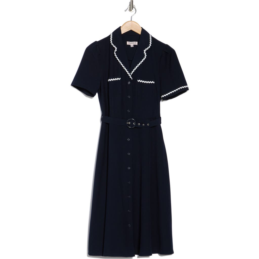 Nanette Lepore Ric Rac Shirtdress In Nanette Navy/white
