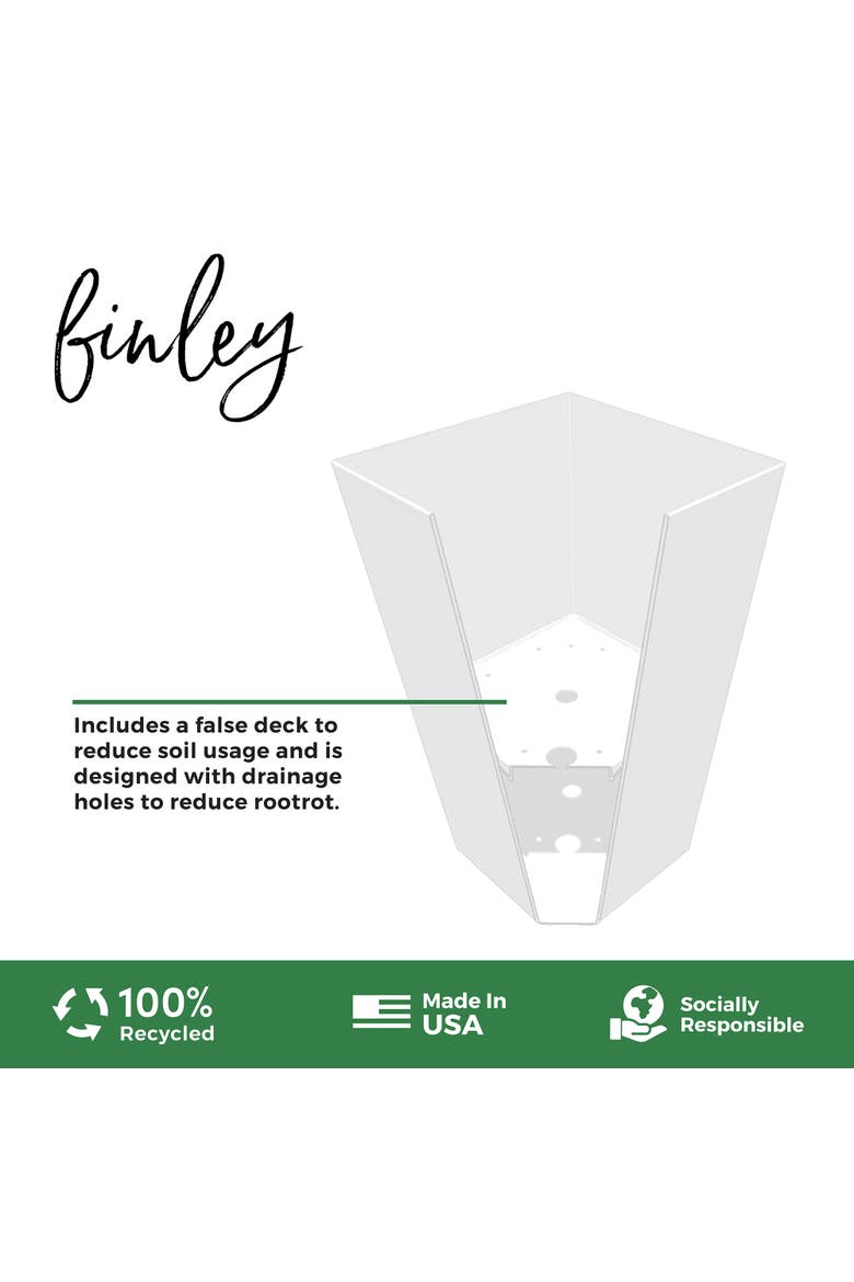20 Inch Finley Tall Tapered Square Planter, Casper White, Alternate, color, White
