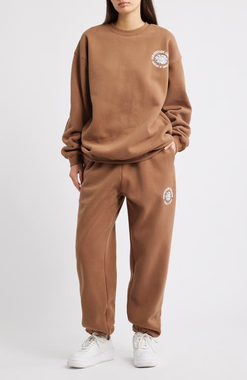 The Mayfair Group Gratitude Grows Fleece Graphic Joggers In Brown
