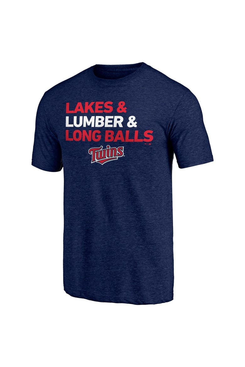 Men's Fanatics Branded Heathered Navy Minnesota Twins Hometown Collection Ampersand Tri-Blend T-Shirt, Alternate, color, Heather Navy