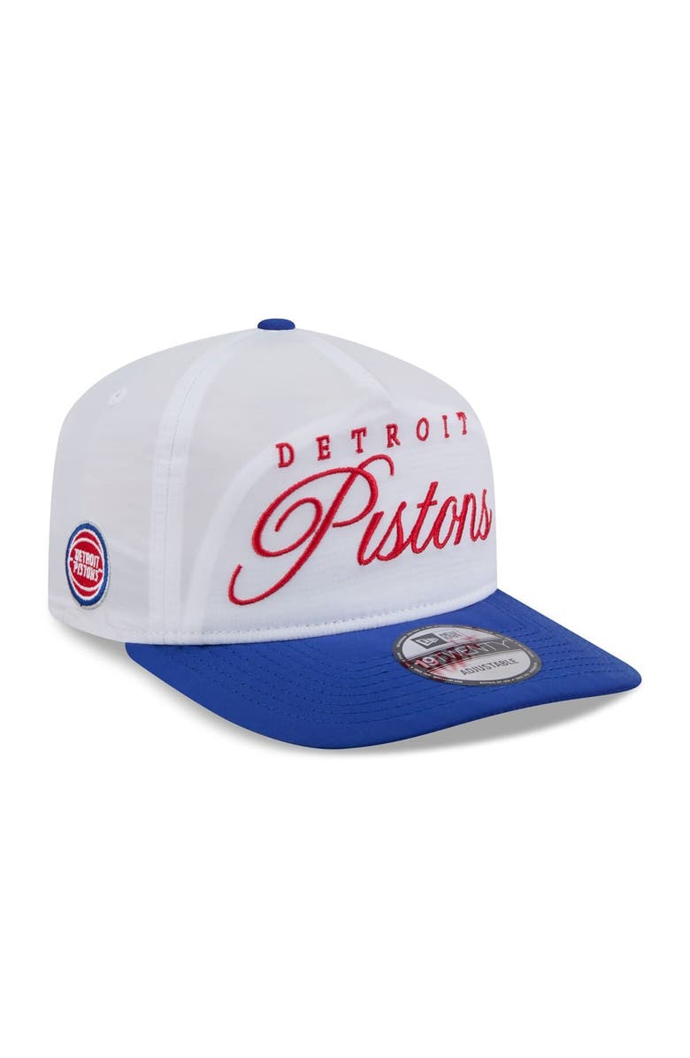 New Era Men's New Era White/Blue Detroit Pistons 2025 NBA Draft On-Stage Nylon 19TWENTY Adjustable Hat, Main, color, 