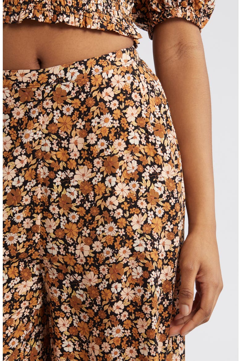 Sea of Dreams Floral Print Wide Leg Pants, Alternate, color, BROWN