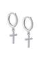 Sterling Silver Cross Moissanite Earrings