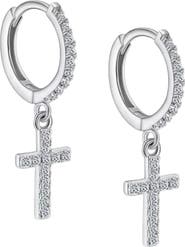 Donatello Gian Sterling Silver Cross Moissanite Earrings