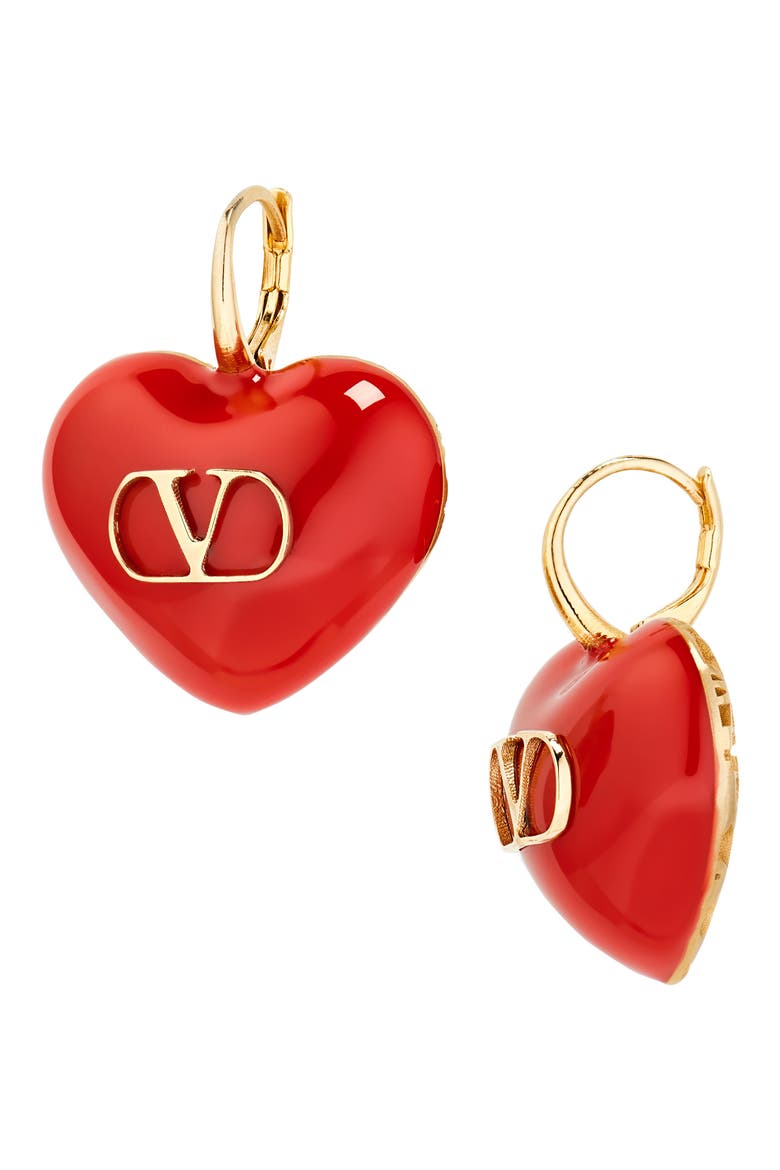 Coeur Royal Drop Earrings, Main, color, ORO/ ROSSO